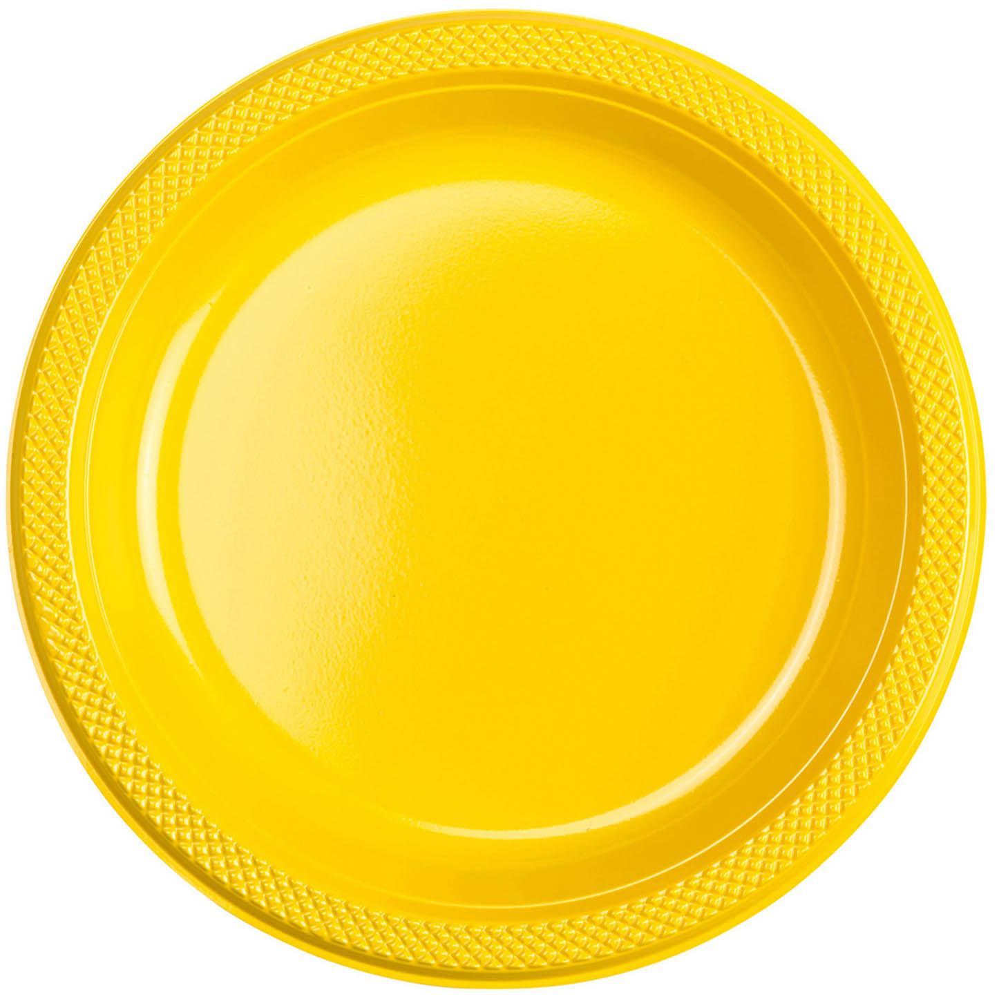 Yellow Sunshine Plastic Plates 10.25in, 20pcs Solid Tableware - Party Centre - Party Centre