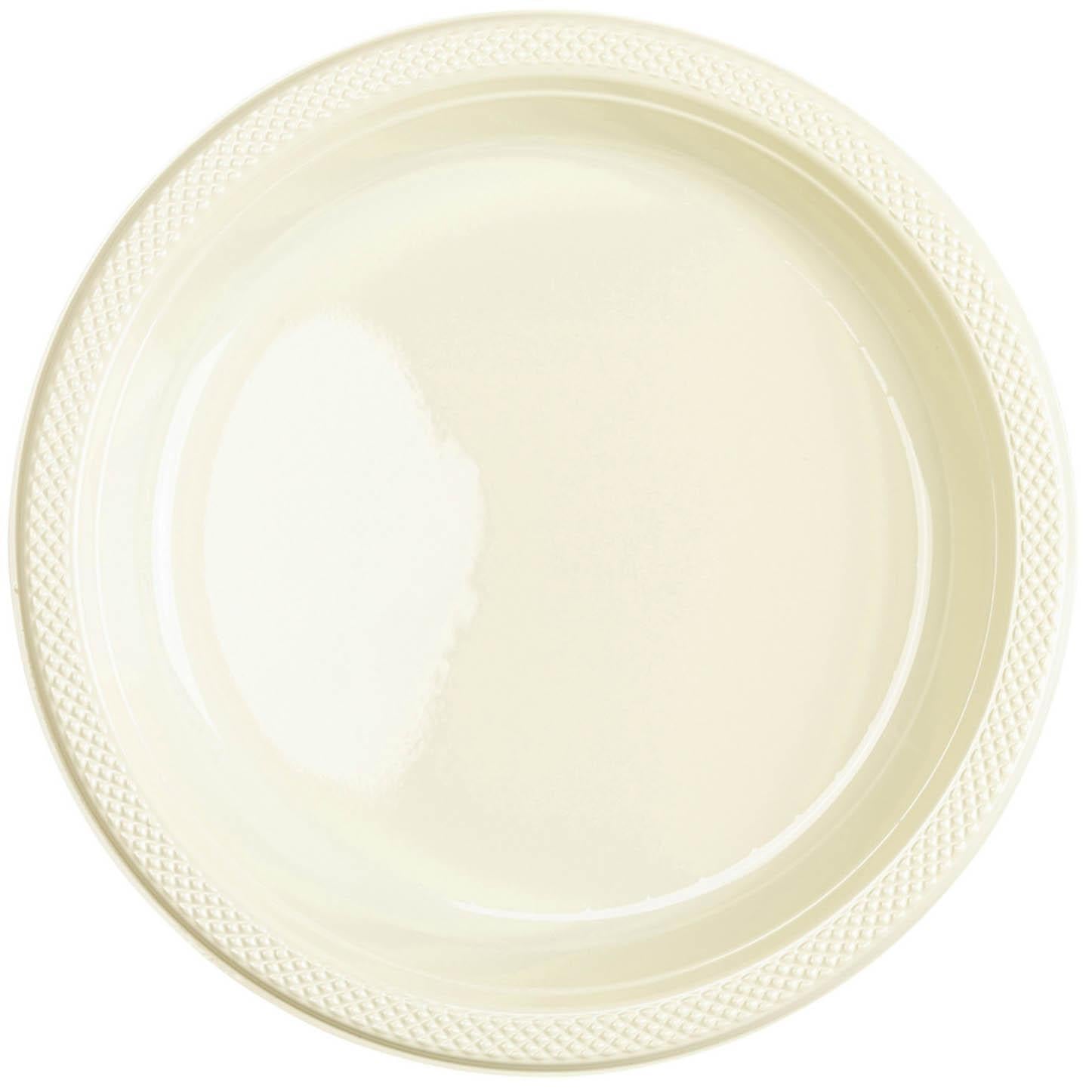 Vanilla Creme Plastic Plates 10.25in, 20pcs Solid Tableware - Party Centre - Party Centre