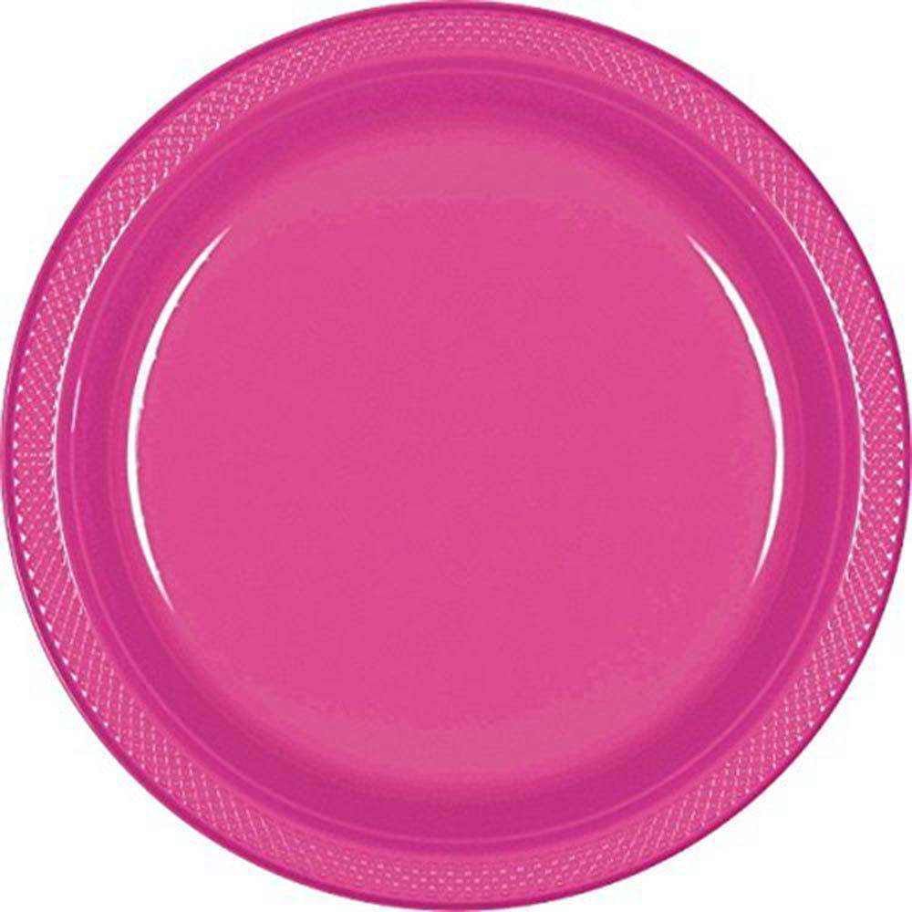 Magenta Plastic Plates 10.25in, 20pcs Solid Tableware - Party Centre - Party Centre