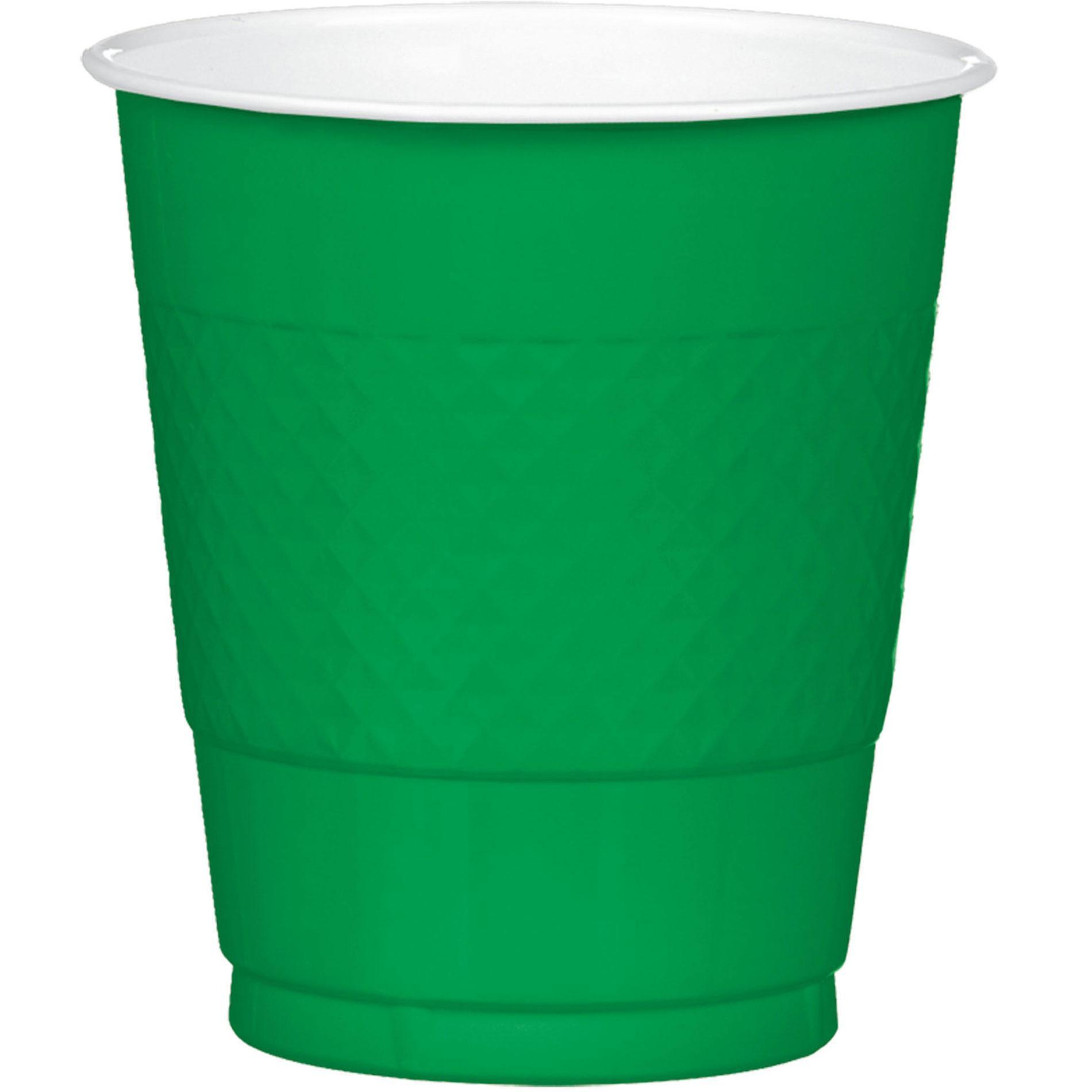 Festive Green Plastic Cups 12oz, 20pcs Solid Tableware - Party Centre - Party Centre