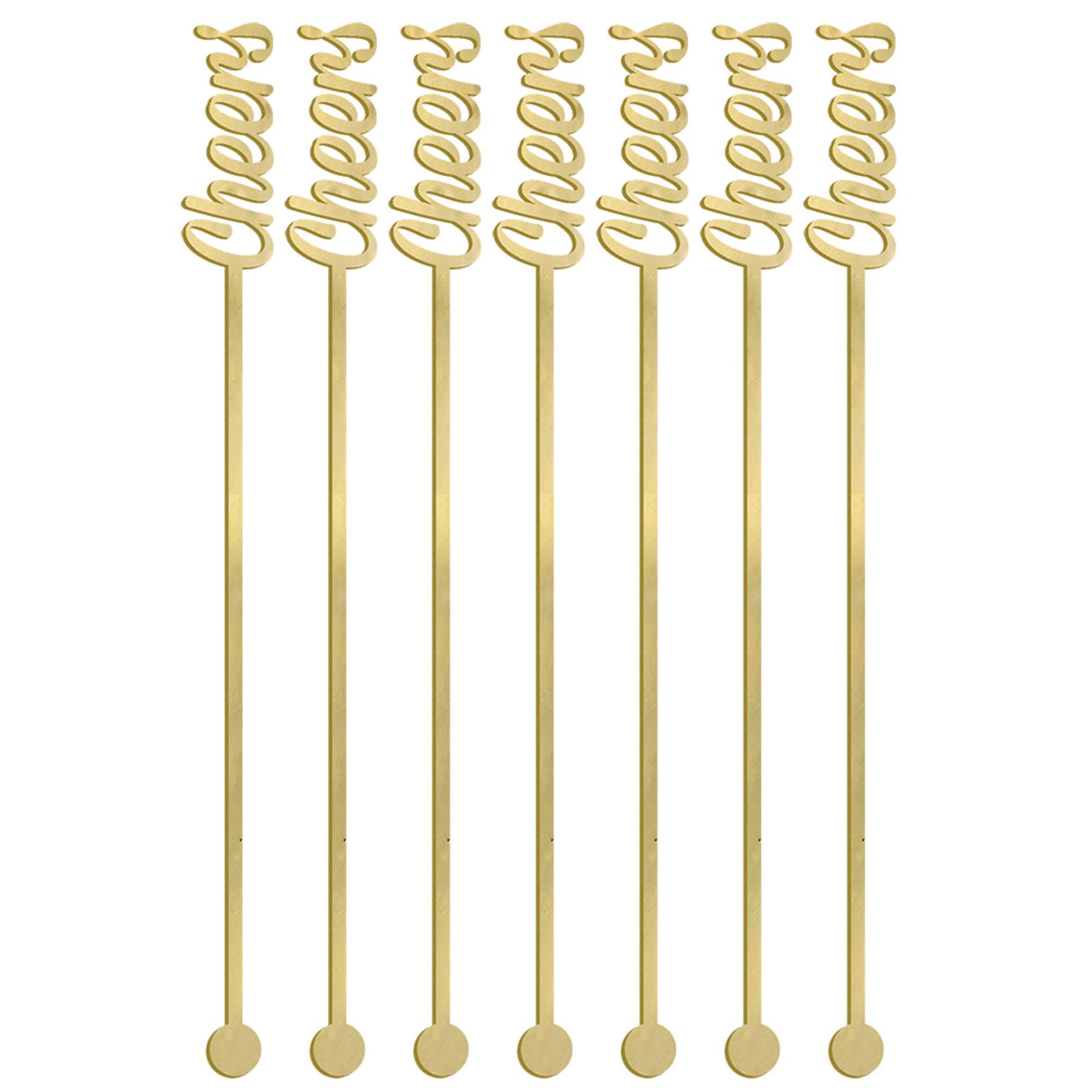 Gold Cheers Drink Stirrers 7.50in, 12pcs Candy Buffet - Party Centre - Party Centre
