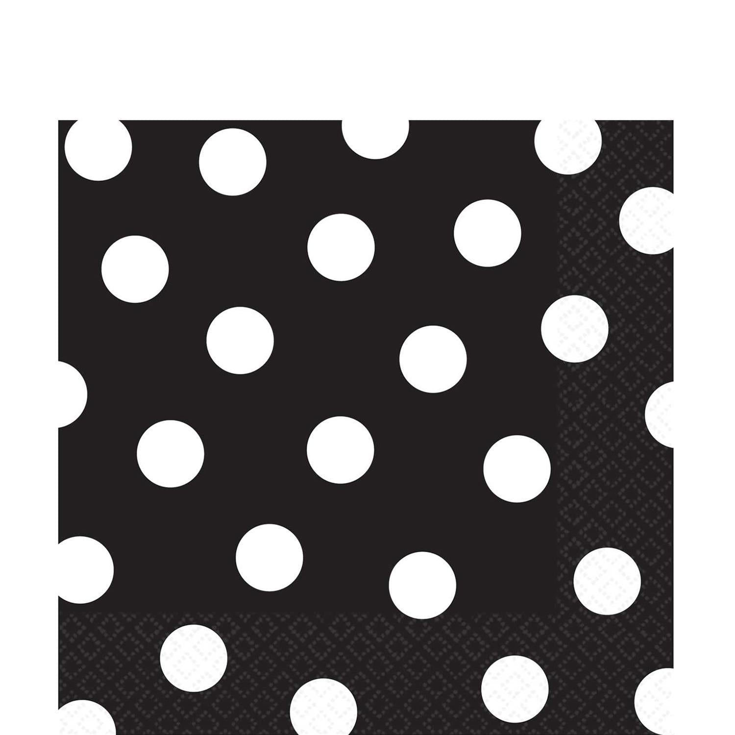 Jet Black Dots Lunch Tissues 16pcs Printed Tableware - Party Centre - Party Centre