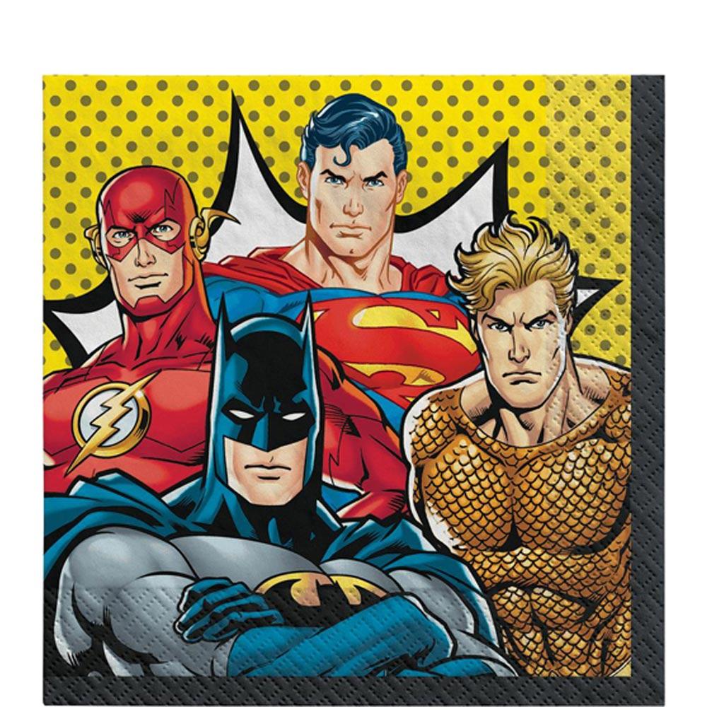 Justice League Heroes Unite Lunch Tissues 16pcs Printed Tableware - Party Centre - Party Centre