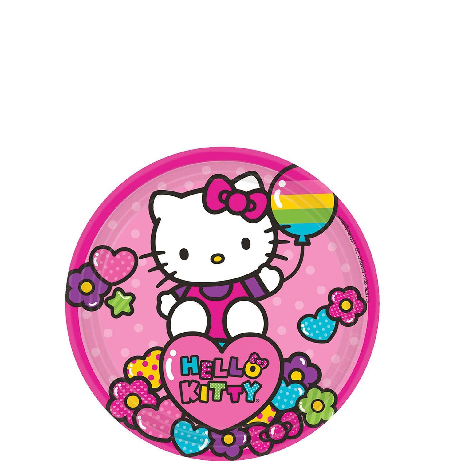 Hello Kitty Rainbow Round Plates 7in, 8pcs Printed Tableware - Party Centre - Party Centre