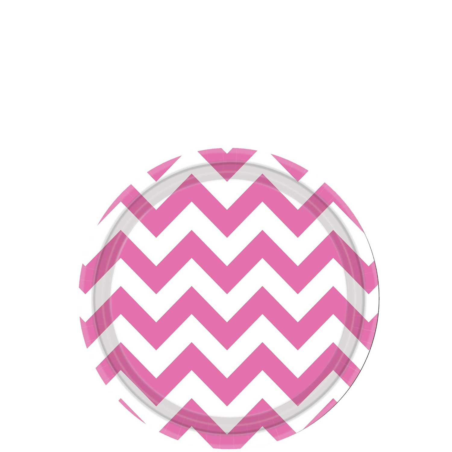 Bright Pink Chevron Round Paper Plates 7in 8pcs Printed Tableware - Party Centre - Party Centre
