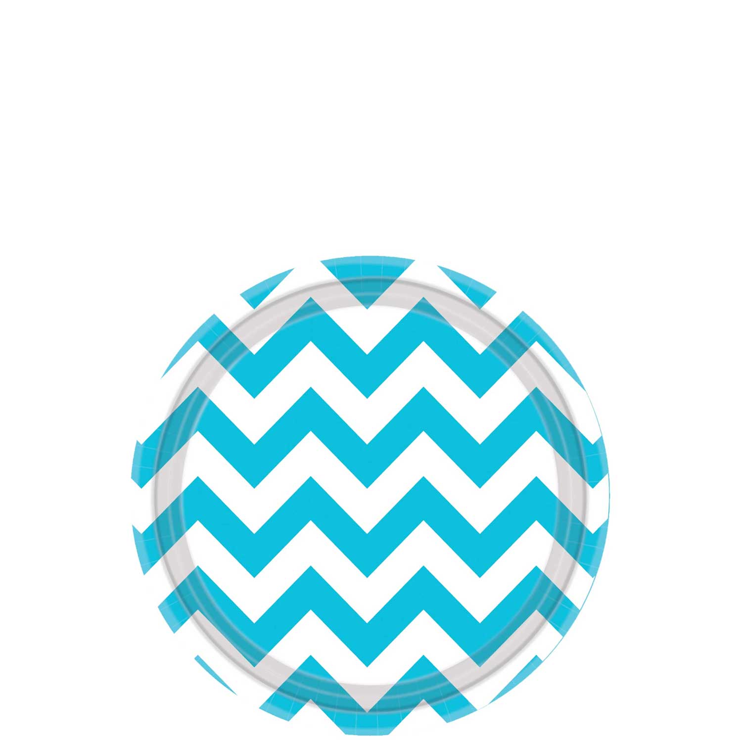 Caribbean Blue Chevron Round Paper Plates 7in 8pcs Printed Tableware - Party Centre - Party Centre