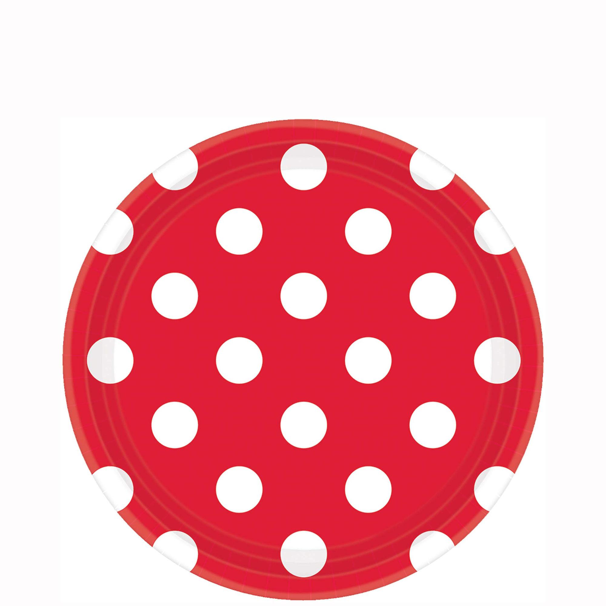 Apple Red Dots Paper Plates 7in, 8pcs Printed Tableware - Party Centre - Party Centre