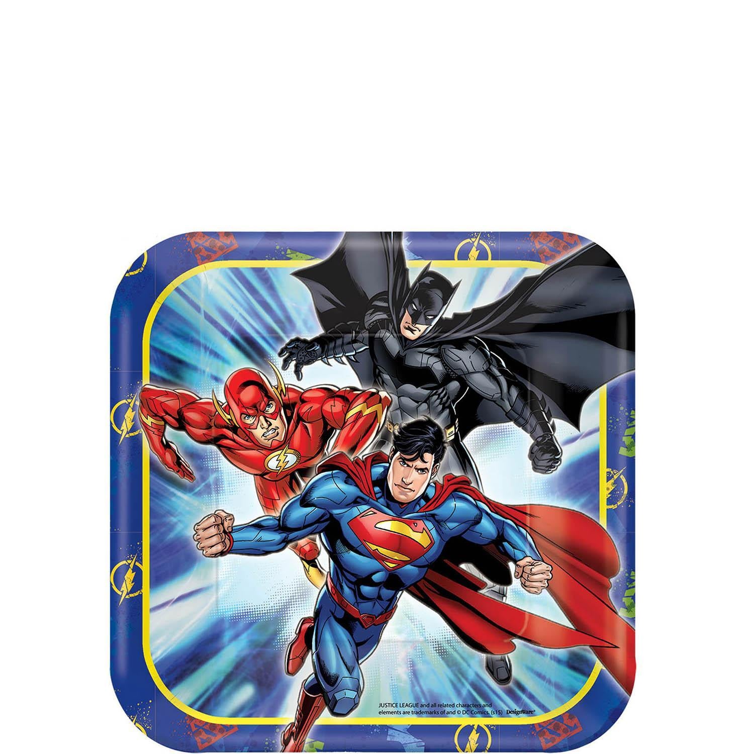 Justice League Square Paper Plates 7in, 8pcs Printed Tableware - Party Centre - Party Centre