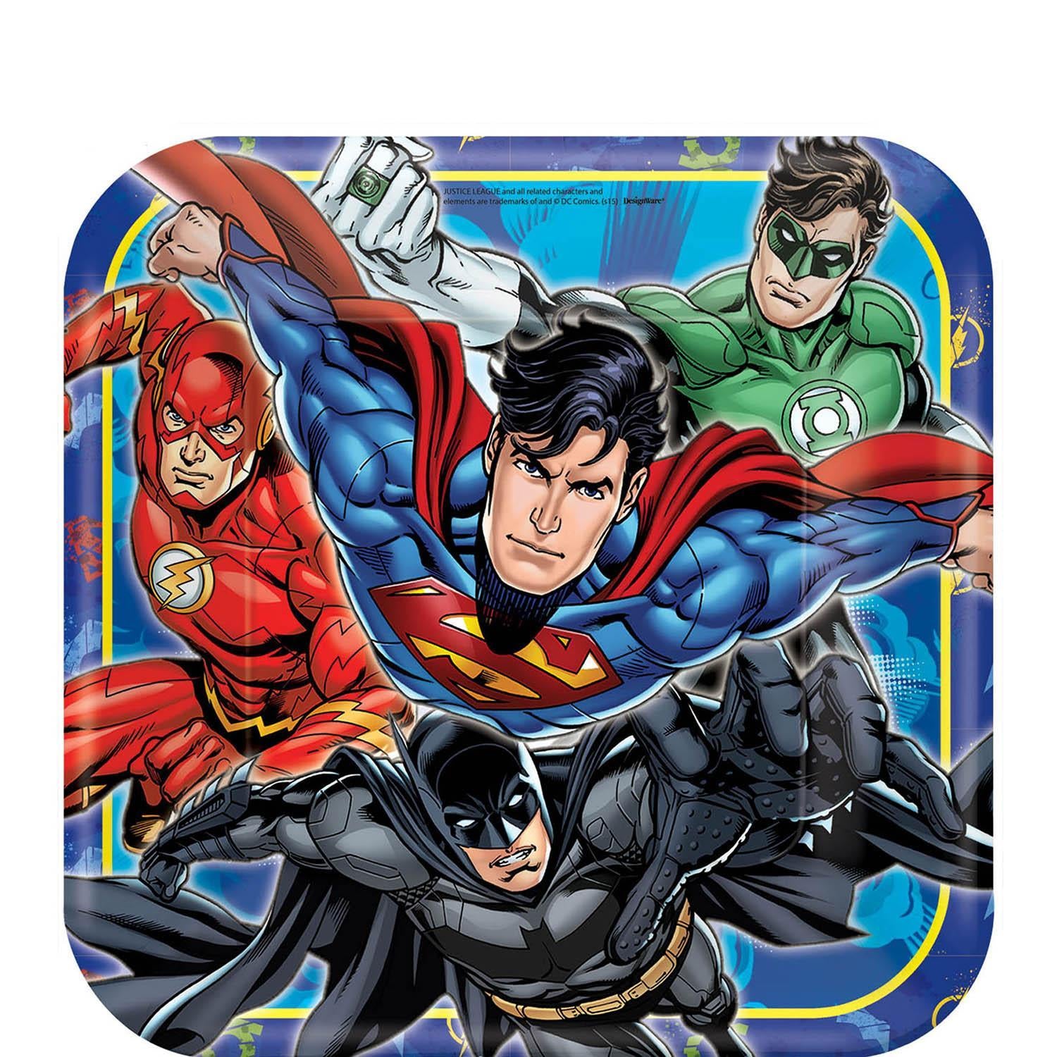 Justice League Square Paper Plates 9in, 8pcs Printed Tableware - Party Centre - Party Centre
