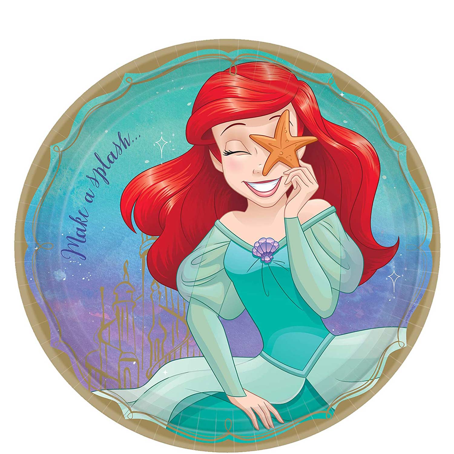 Once A Upon Time Ariel Round Paper Plates 9in, 8pcs Solid Tableware - Party Centre - Party Centre