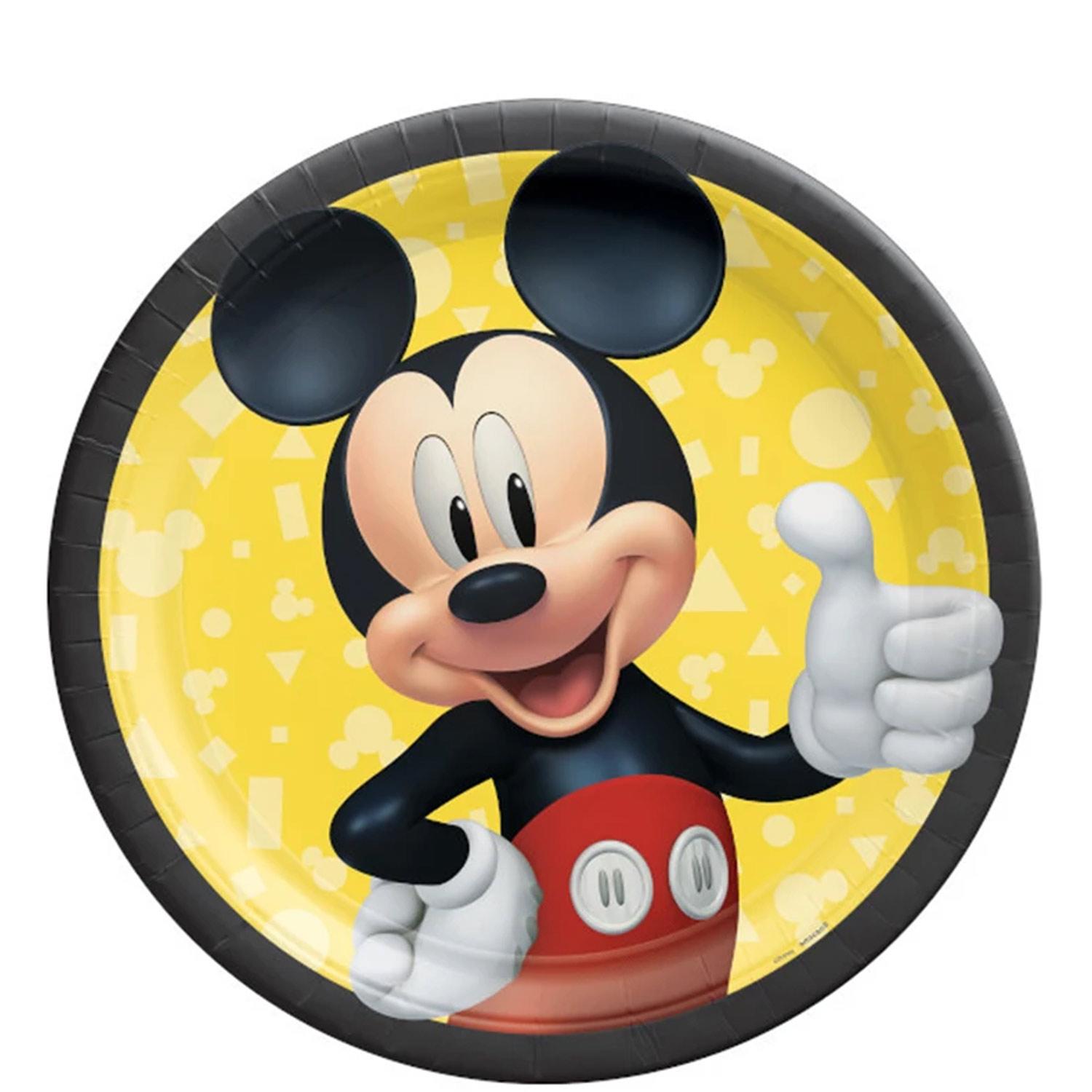Disney Mickey Mouse Forever Round Paper Plates 9in, 8pcs Solid Tableware - Party Centre - Party Centre