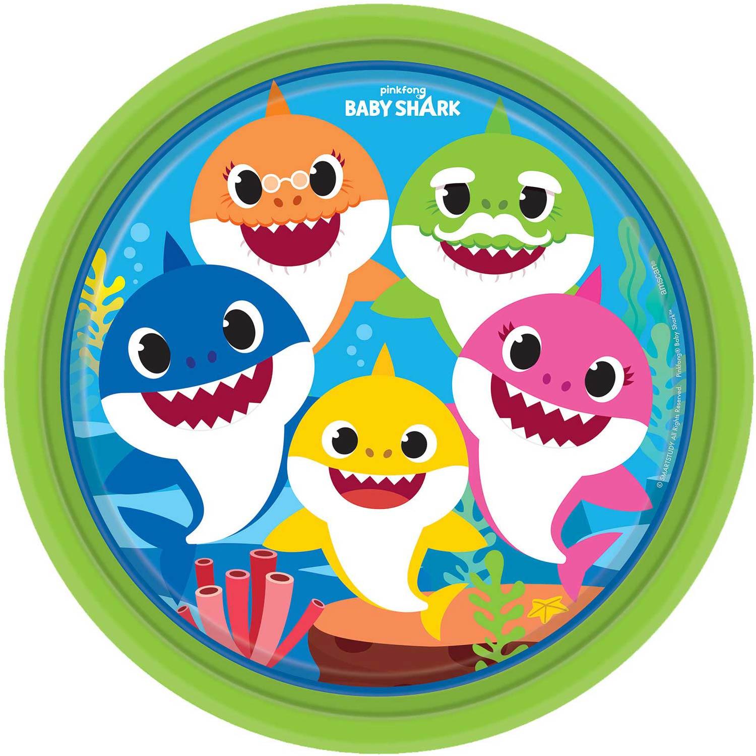 Baby Shark Paper Plates 9in, 8pcs Printed Tableware - Party Centre - Party Centre