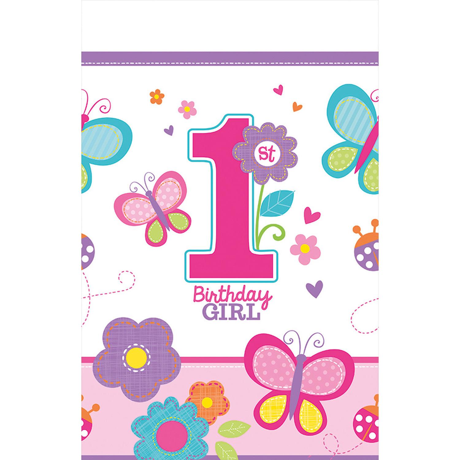 Sweet 1st Birthday Girl Plastic Table Cover Printed Tableware - Party Centre - Party Centre