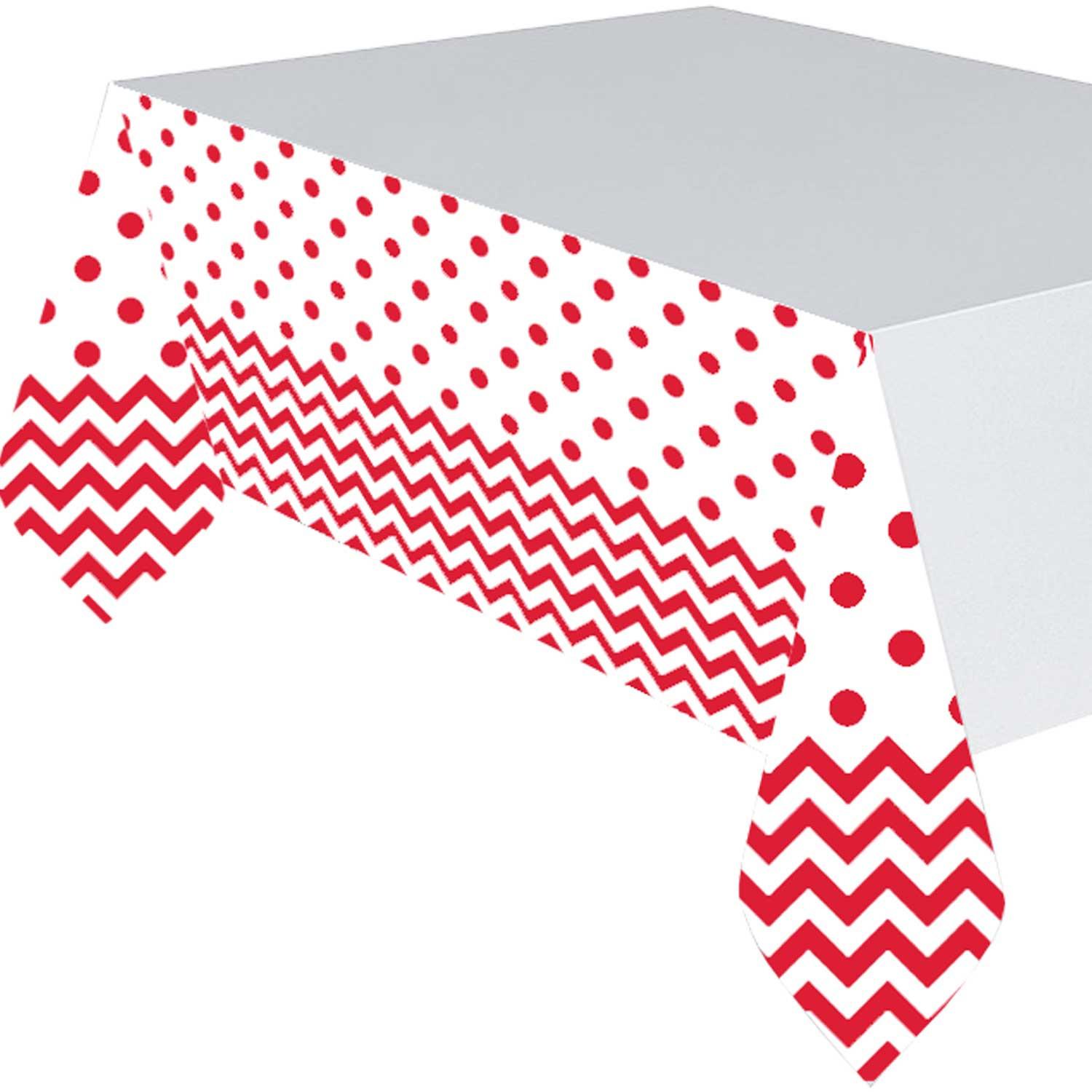 Apple Red Chevron Party Plastic Table Cover 54x102in Printed Tableware - Party Centre - Party Centre