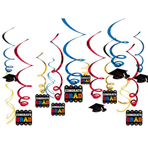 Graduation Super Mega Value Pack Swirl Decorations 50pcs Decorations - Party Centre - Party Centre