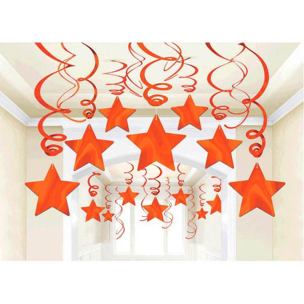 Orange Peel Shooting Stars Swirl Decorations 30pcs Decorations - Party Centre - Party Centre