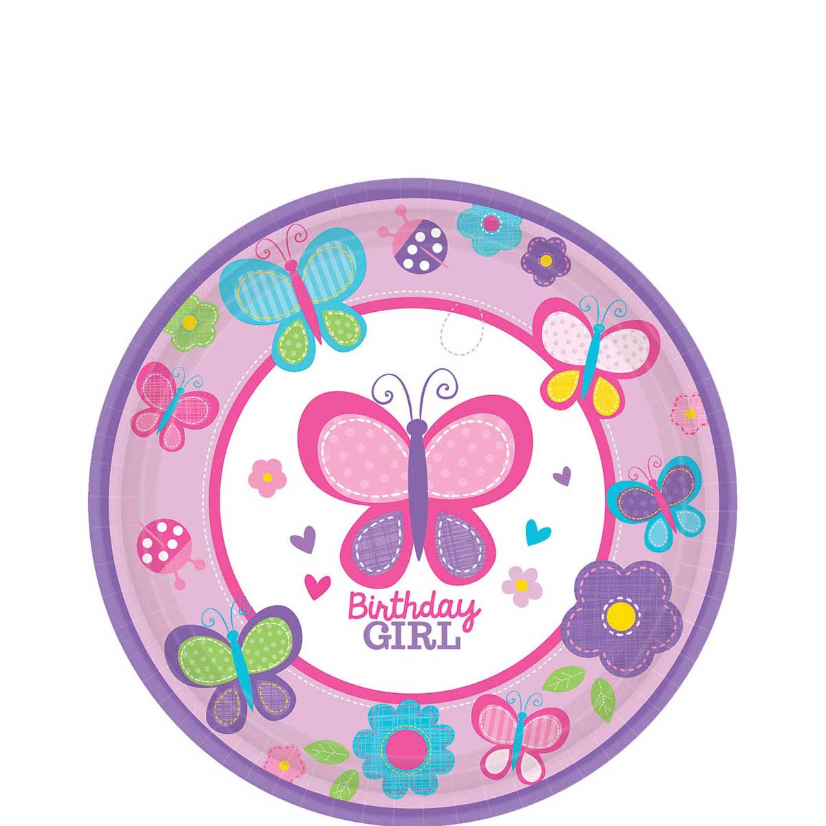 Sweet Birthday Girl Paper Plates 7in, 18pcs Printed Tableware - Party Centre - Party Centre
