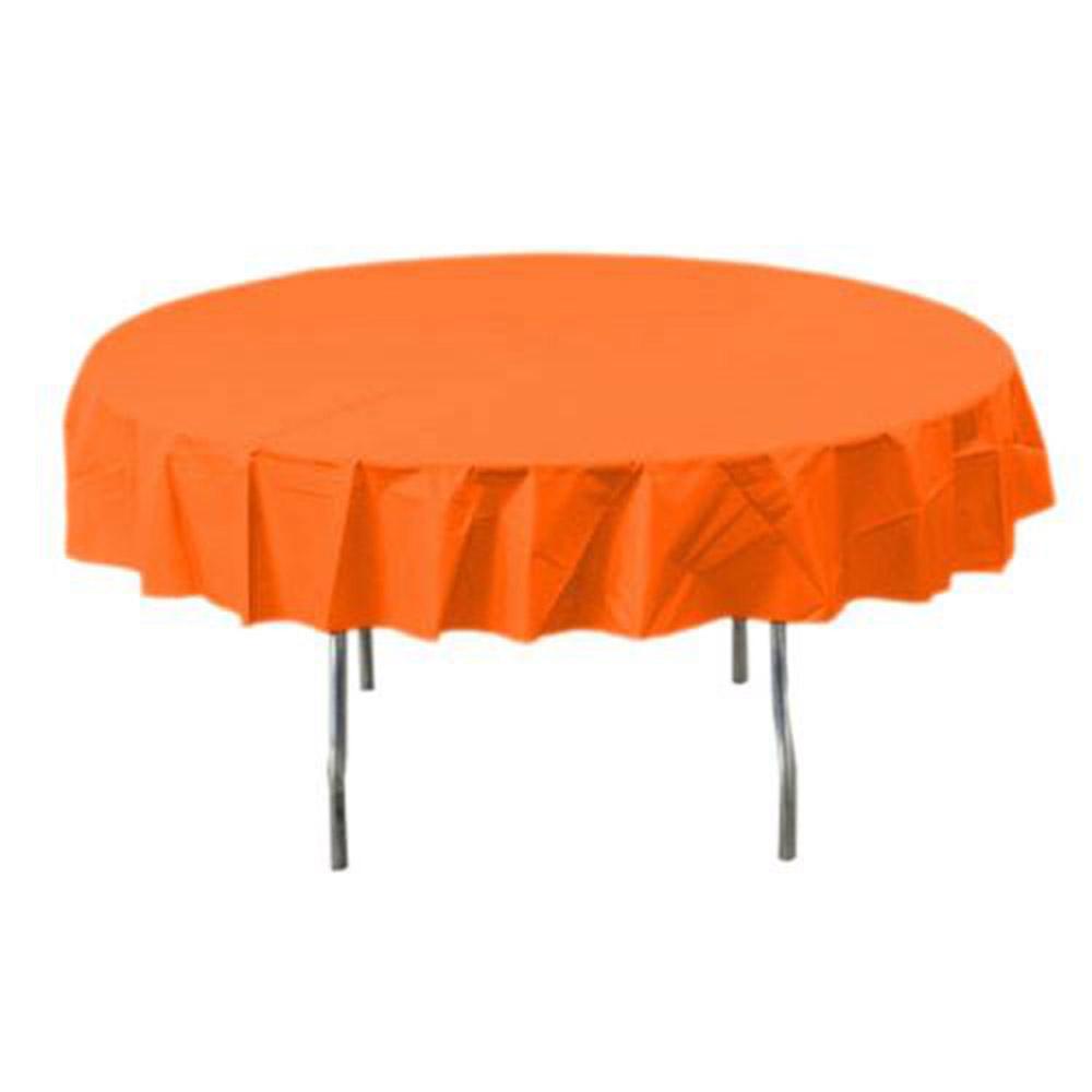 Orange Peel Round Plastic Table Cover 84in Solid Tableware - Party Centre - Party Centre