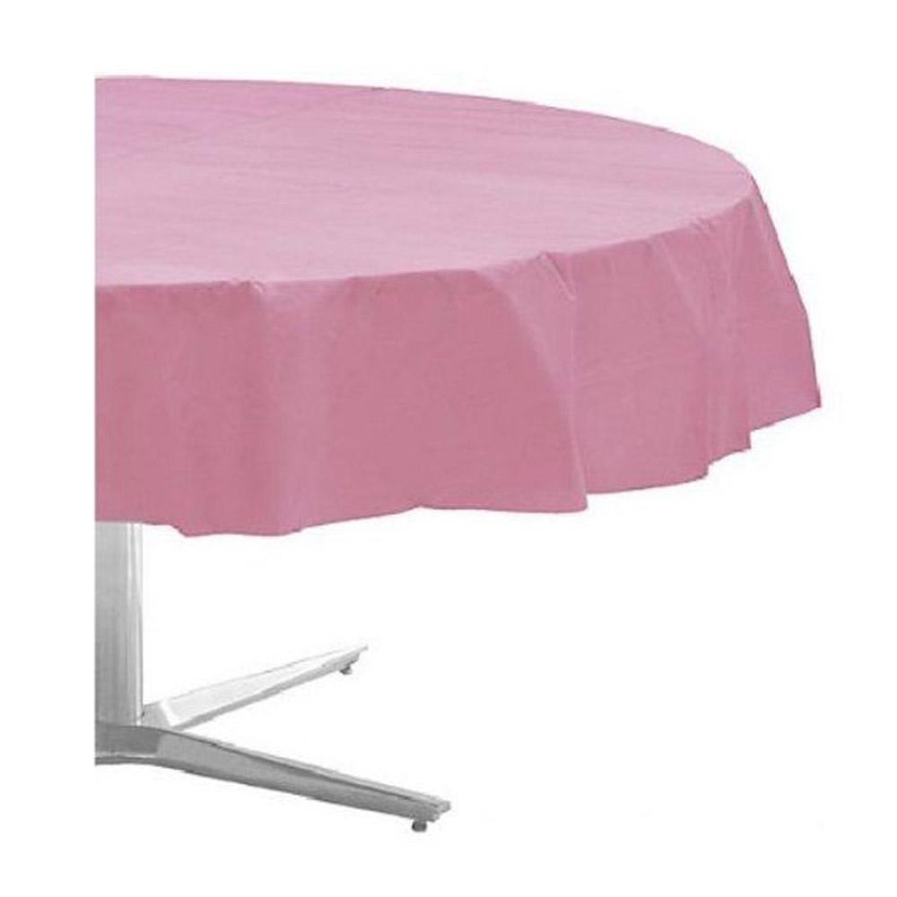 New Pink Round Plastic Table Cover 84in Solid Tableware - Party Centre - Party Centre
