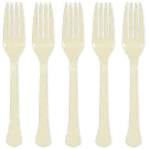 Vanilla Creme Heavy Weight Plastic Forks 20pcs Solid Tableware - Party Centre - Party Centre