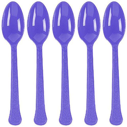 New Purple Heavy Weight Plastic Spoons 20pcs Solid Tableware - Party Centre - Party Centre