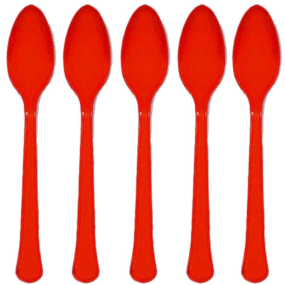 Apple Red Heavy Weight Plastic Spoons 20pcs Solid Tableware - Party Centre - Party Centre