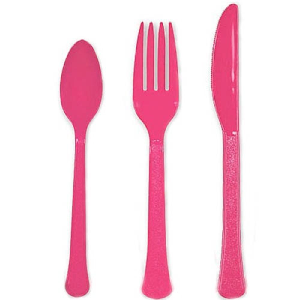 Bright Pink Assorted Premium Heavy Weights Cutlery Solid Tableware - Party Centre - Party Centre