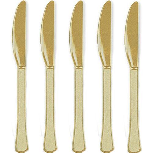 Gold Heavy Weight Plastic Knives 20pcs Solid Tableware - Party Centre - Party Centre