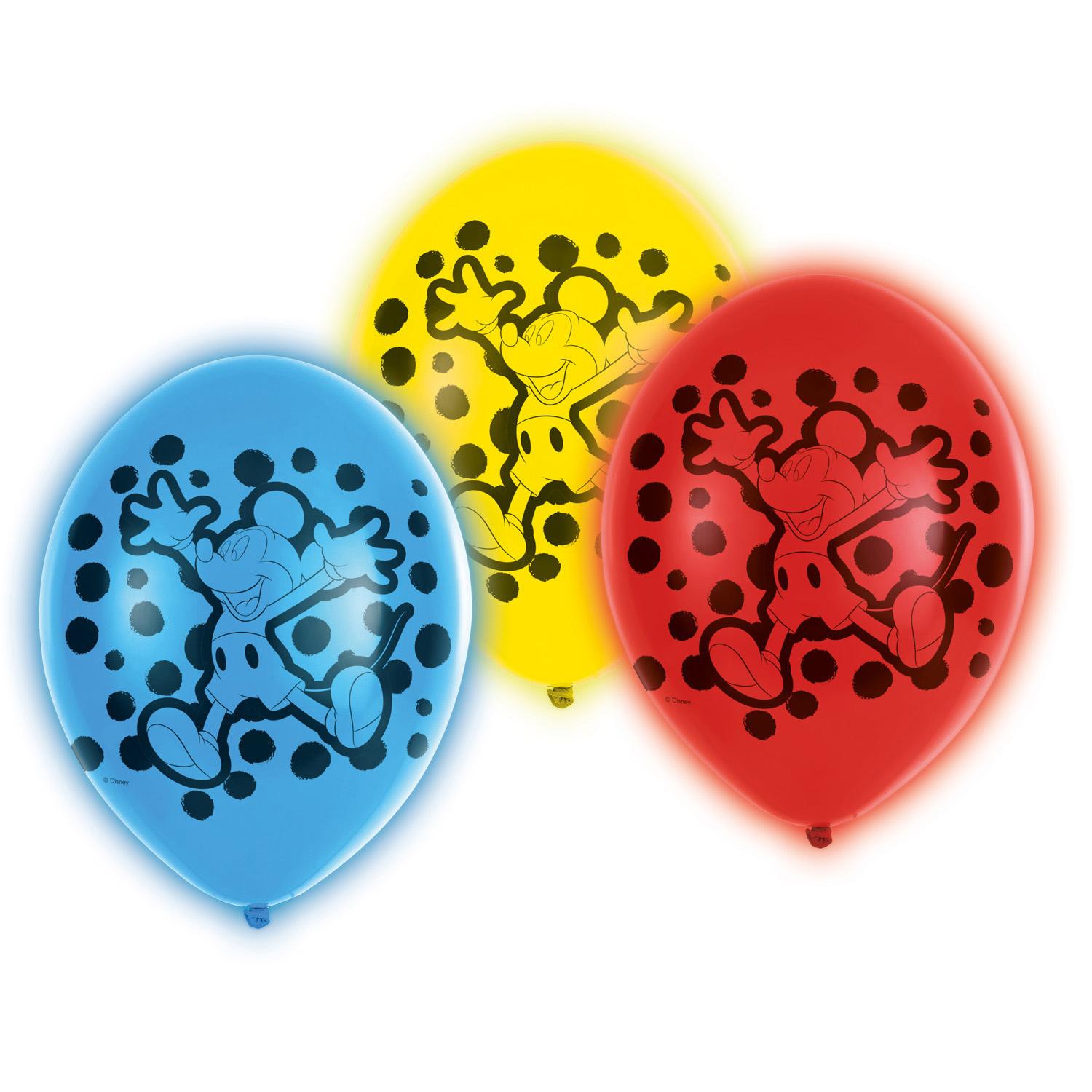 Mickey Mouse LED Latex Balloons 11in, 5pcs Balloons & Streamers - Party Centre - Party Centre