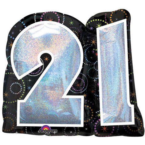 A Time To Party 21 Holographic Balloon 27 x 26in Balloons & Streamers - Party Centre - Party Centre