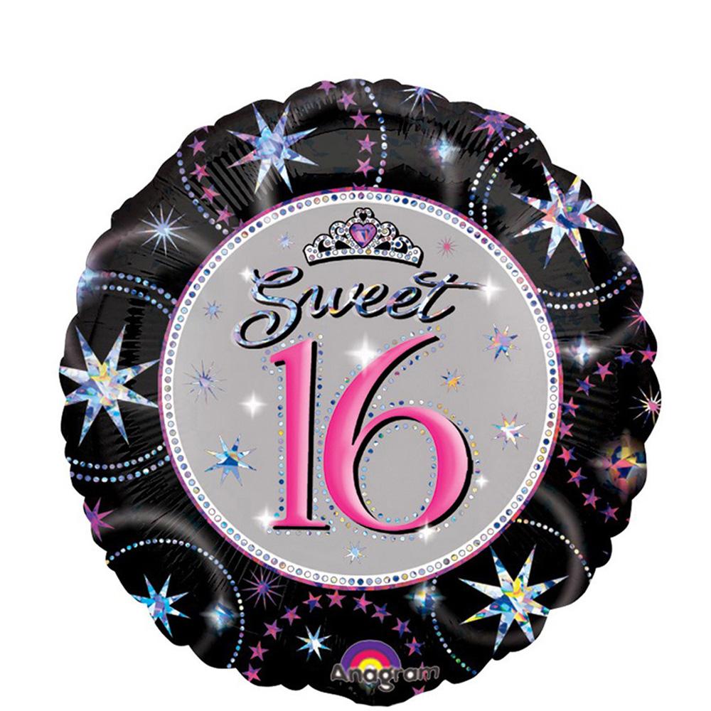 Sweet 16 Sparkle Holographic Balloon 18in Balloons & Streamers - Party Centre - Party Centre