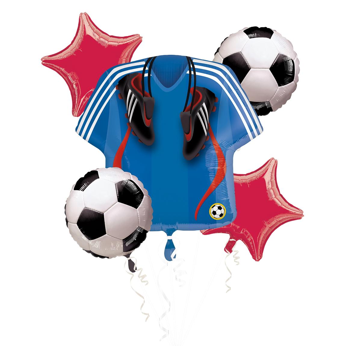Soccer Balloon Bouquet 5ct Balloons & Streamers - Party Centre