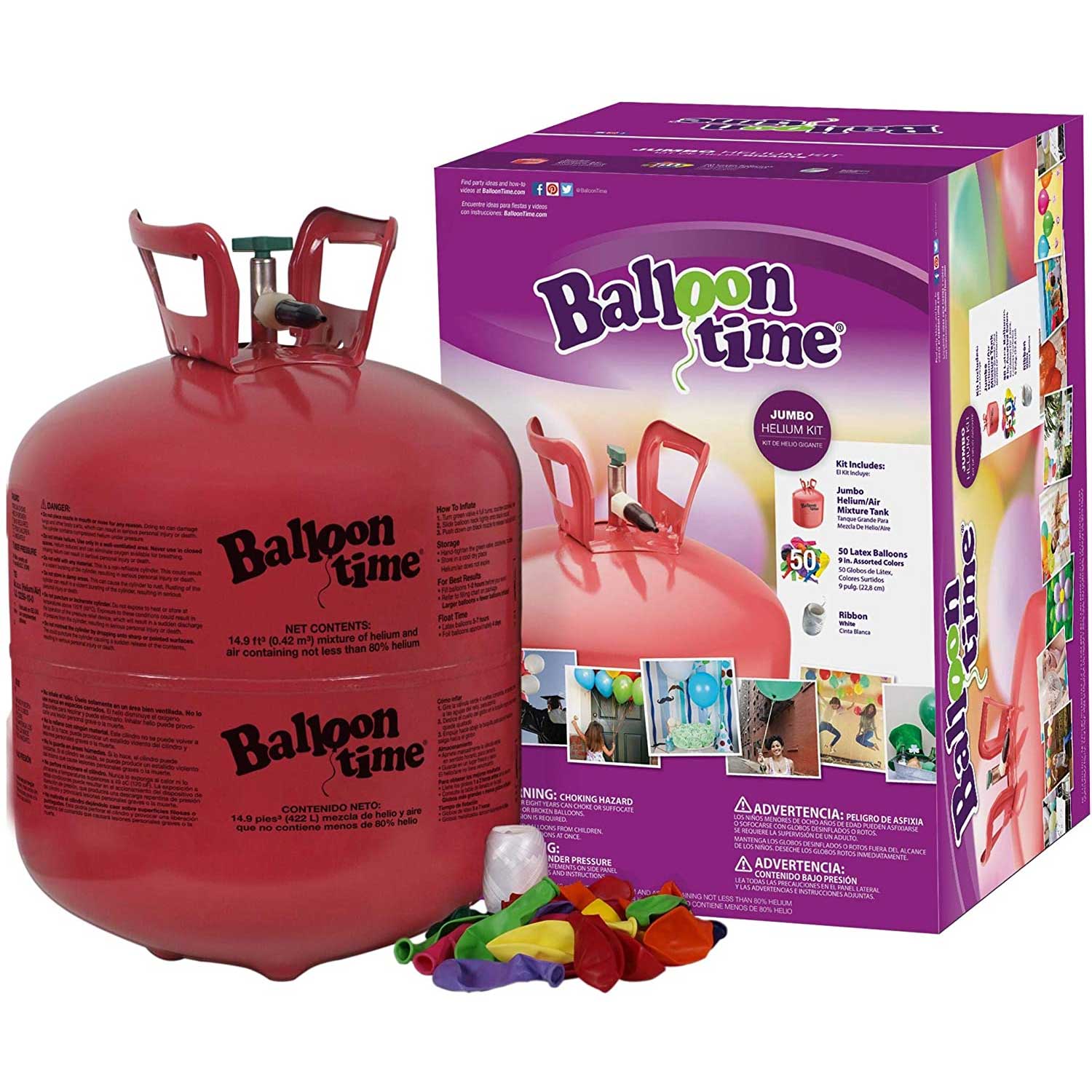 Balloon Time Helium Kit Jumbo With Balloons - Party Centre