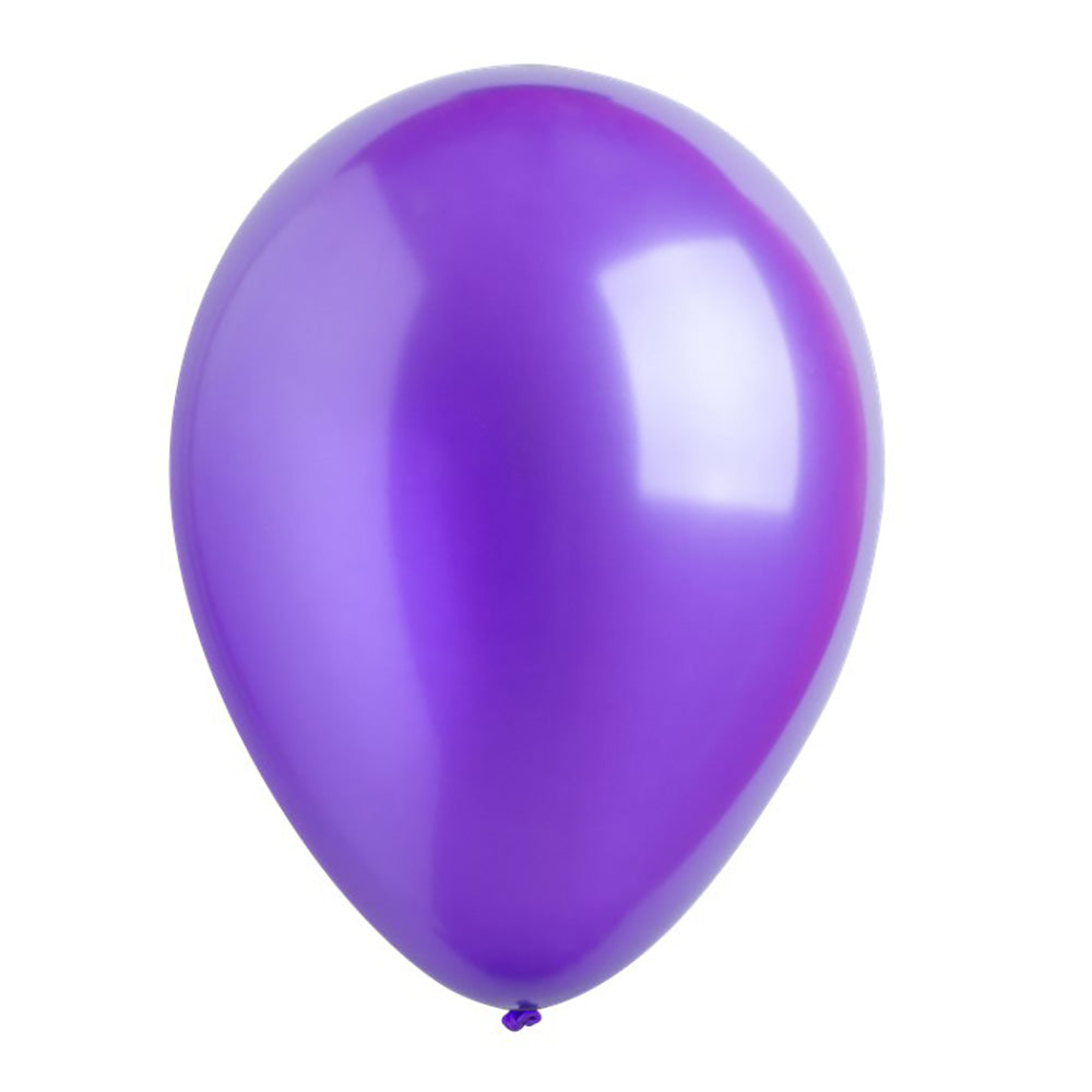 Purple Metallic Latex Balloons 11in, 50pcs - Party Centre