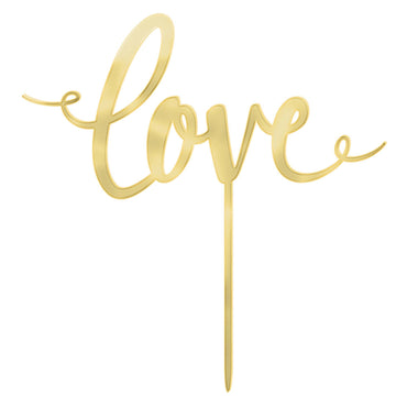 Love Gold Plastic Cake Topper - Party Centre