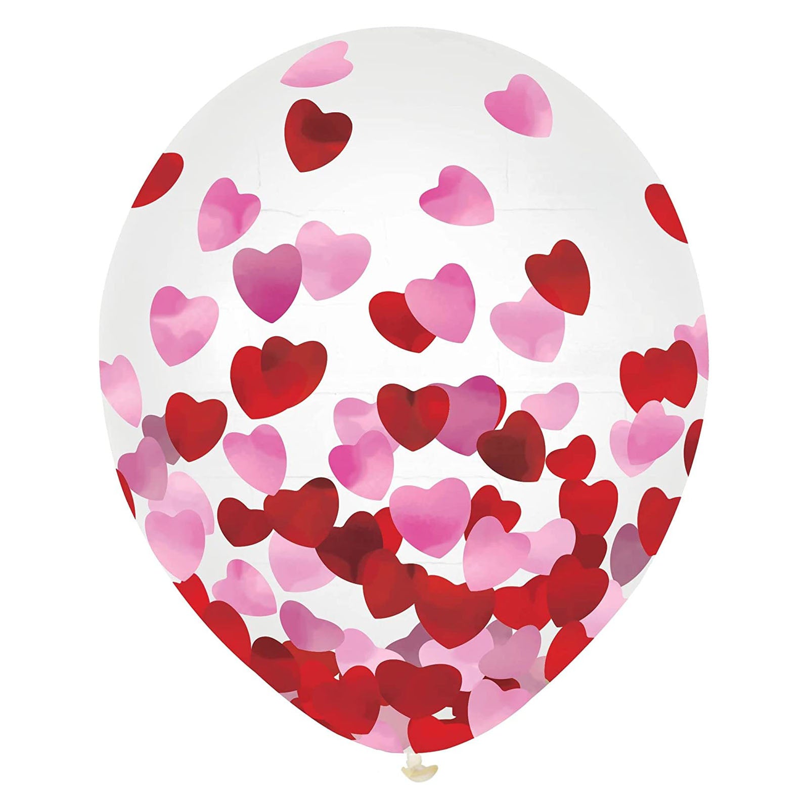 Latex Balloons with Foil Heart Confetti 12in, 6pcs - Party Centre