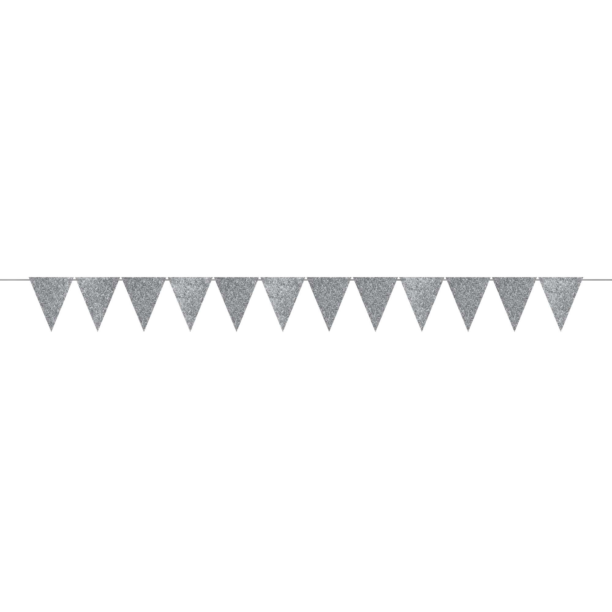 Sparkle Silver Large Paper Pennant Banner - Party Centre