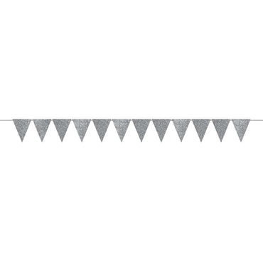 Sparkle Silver Large Paper Pennant Banner - Party Centre