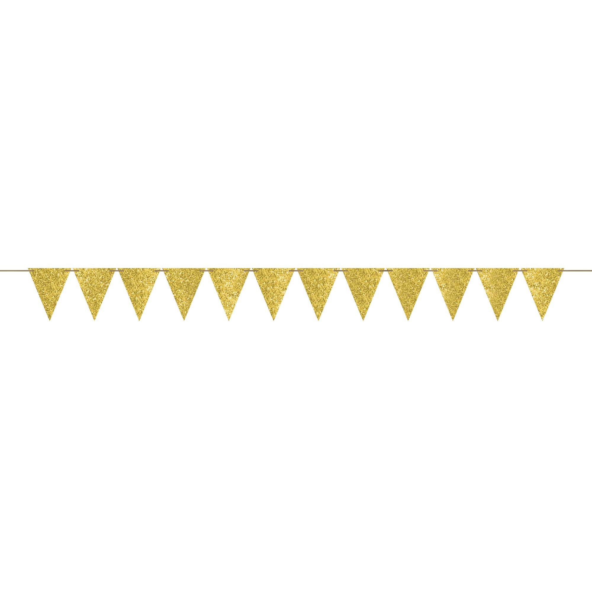لافتة زينة بأعلام مثلثية ورقية بلون ذهبي لامع - Party Centre