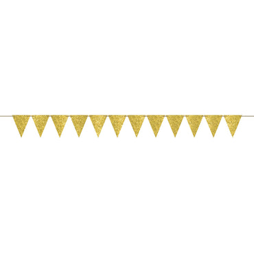 Sparkle Gold Large Paper Pennant Banner - Party Centre