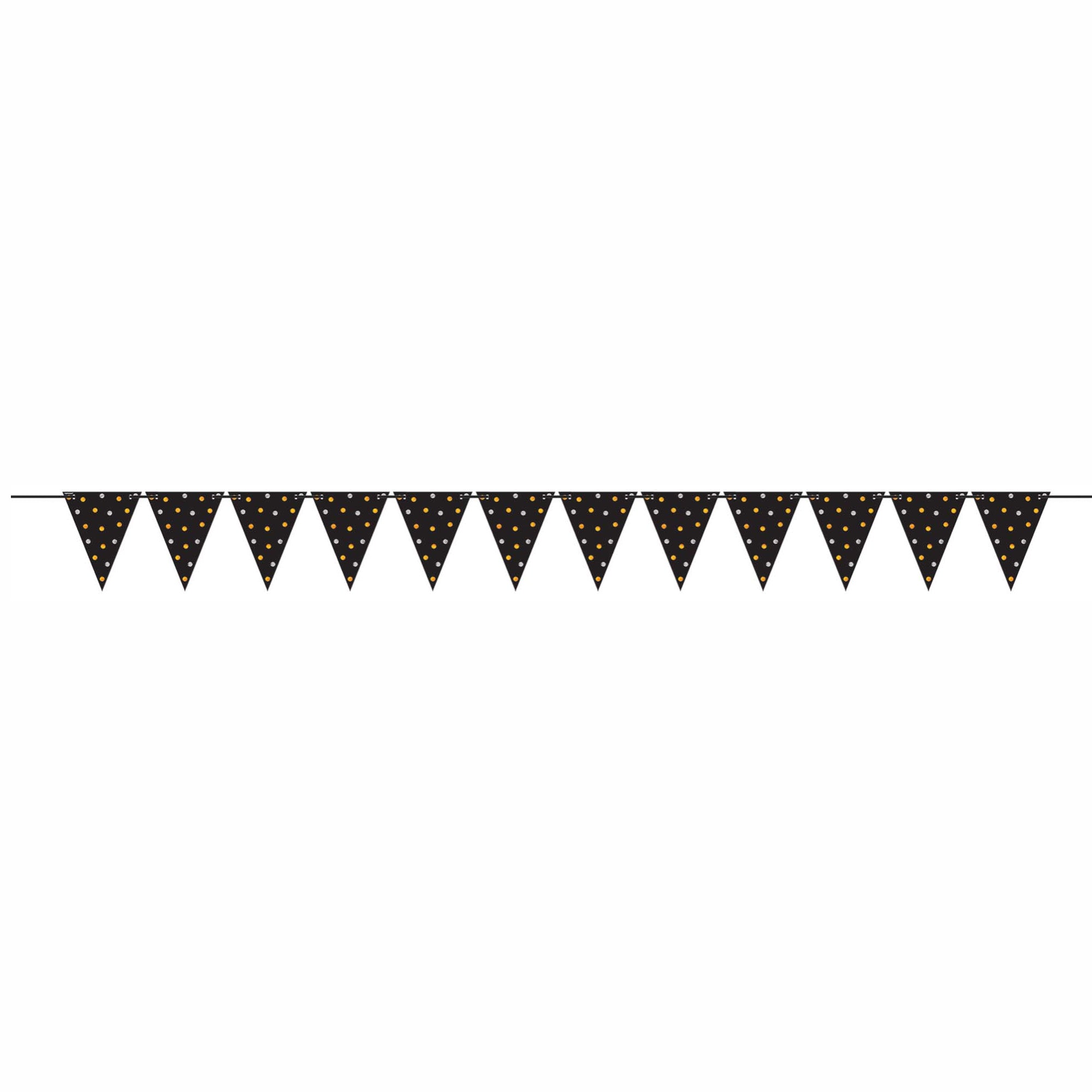 لافتة زينة بأعلام مثلثية ورقية مقاس صغير بلون أسود ميتاليك خليط - Party Centre
