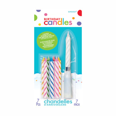 Pastel Candles With Musical Holder 3in, 6pcs - Party Centre