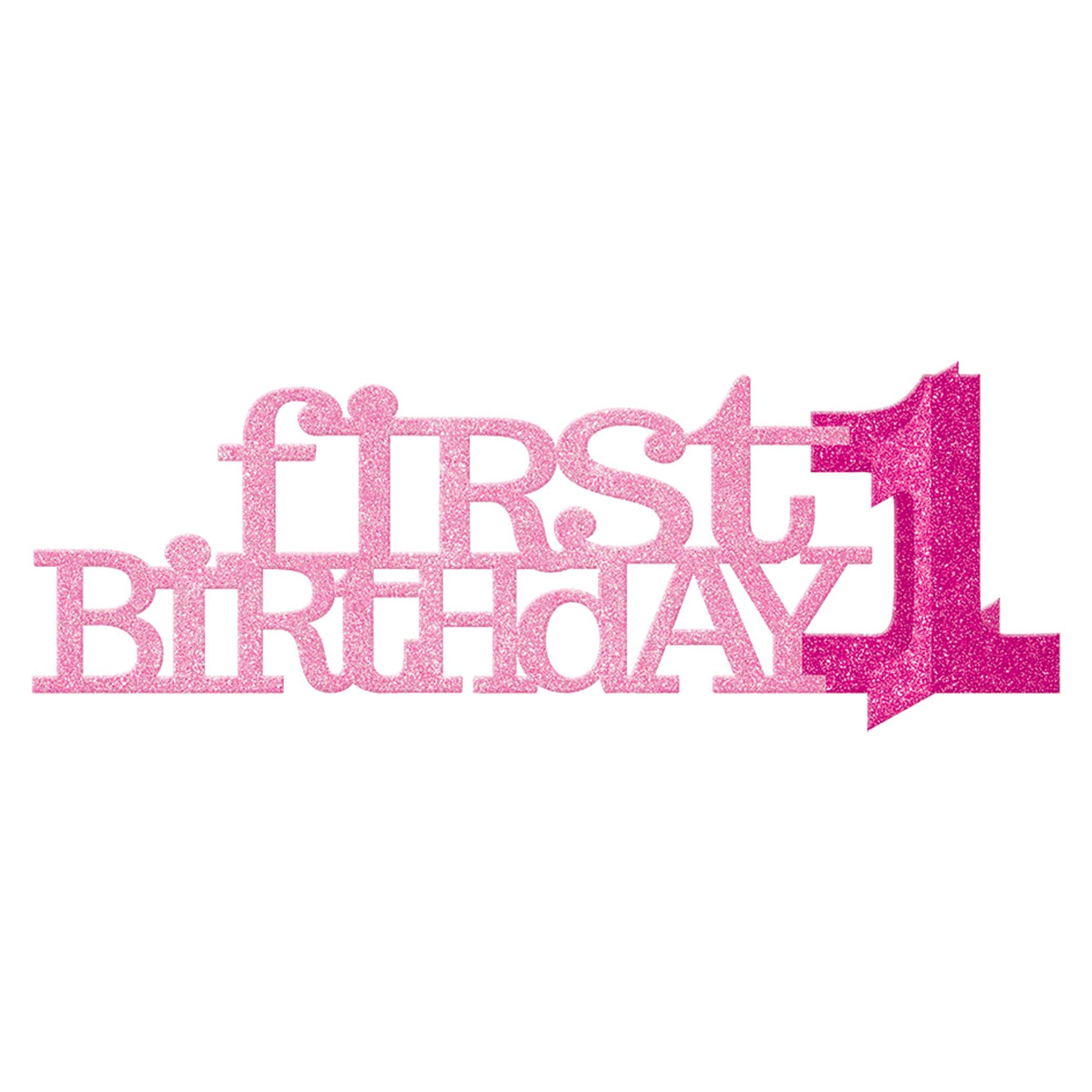 1st Birthday Girl Glitter Pink Centerpiece - Party Centre