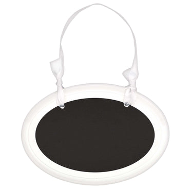 White Oval Mini Glitter Chalkboard Sign 2.75in x 4in - Party Centre