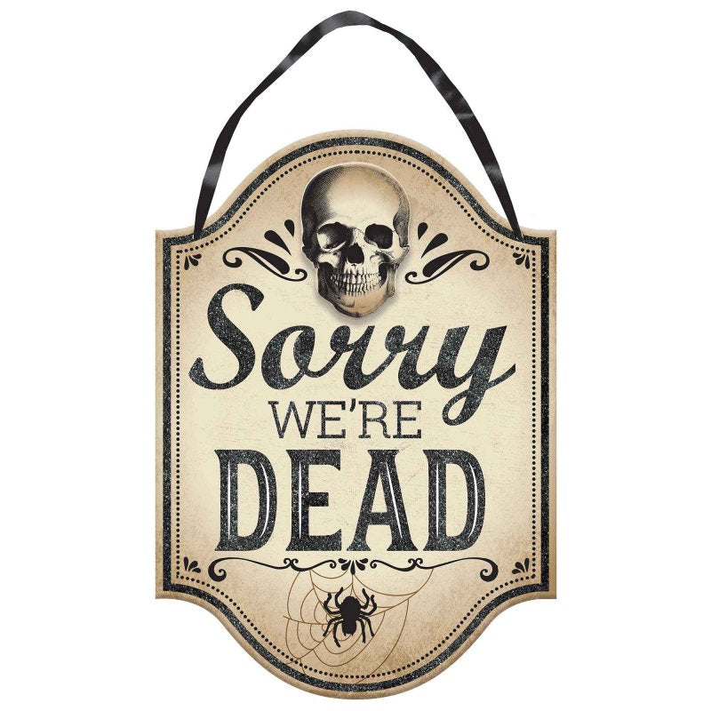 Boneyard Hanging Decoration Sign MDF w/Ribbon - Party Centre