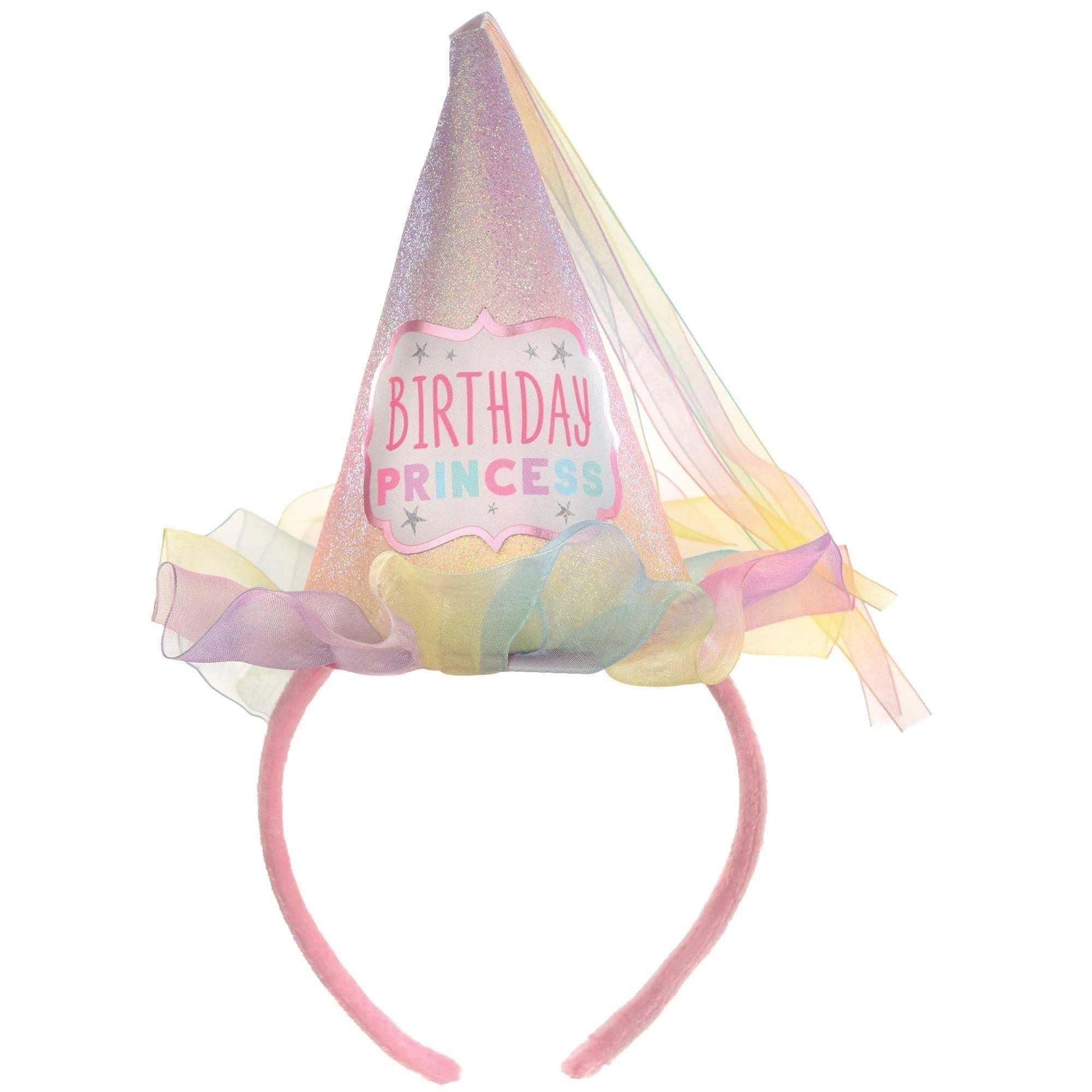 Birthday Pastel Princess Cone Hat Headband - Party Centre