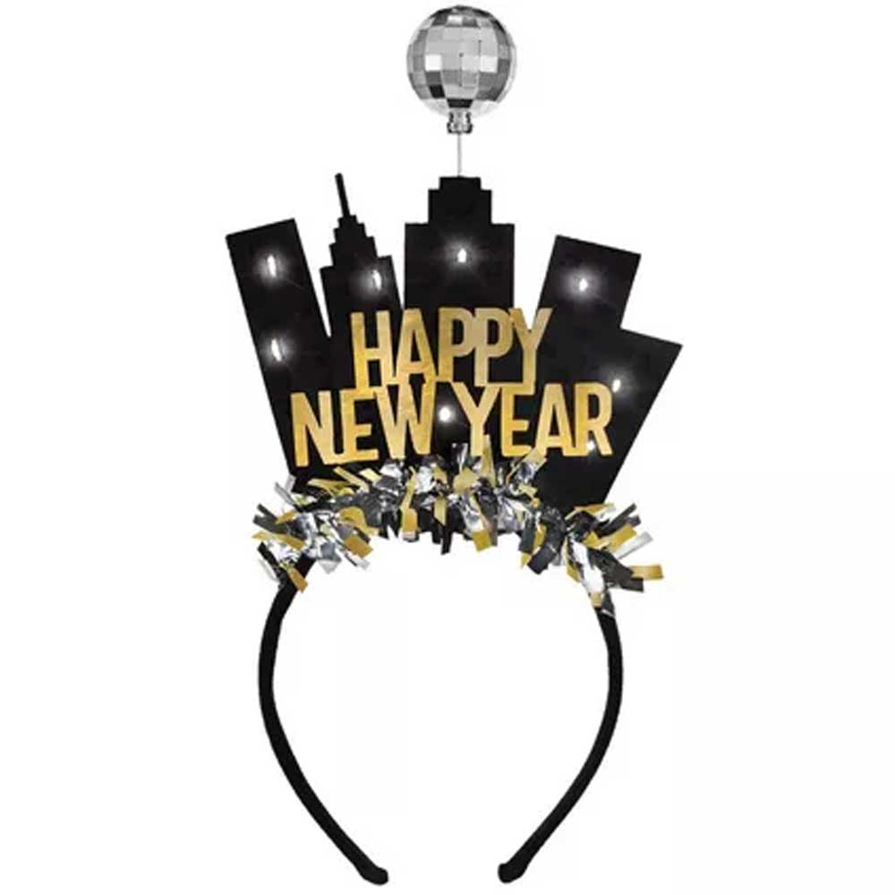 Light-Up Happy New Year Ball Drop Headband Foil - Party Centre