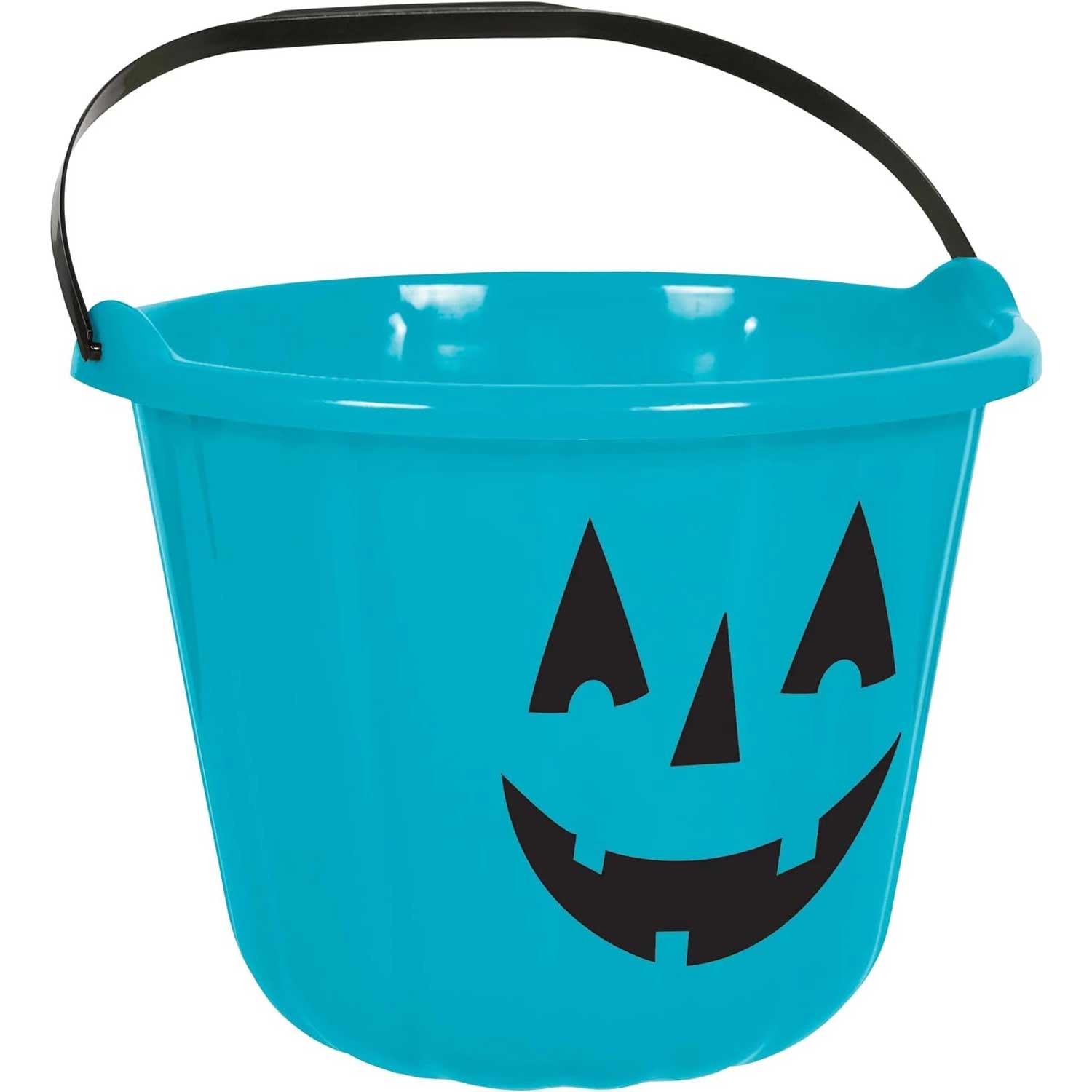 Pumpkin Halloween Bucket Teal Plastic - Party Centre