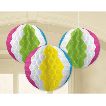 زينة بأشكال كرة الشاطئ وخلية النحل، 3 قطع - Party Centre