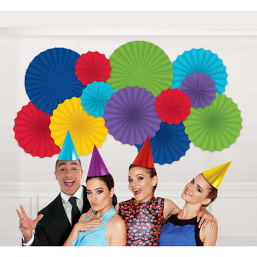 Photo Booth Paper Fan Decorating Kit 12pcs - Party Centre